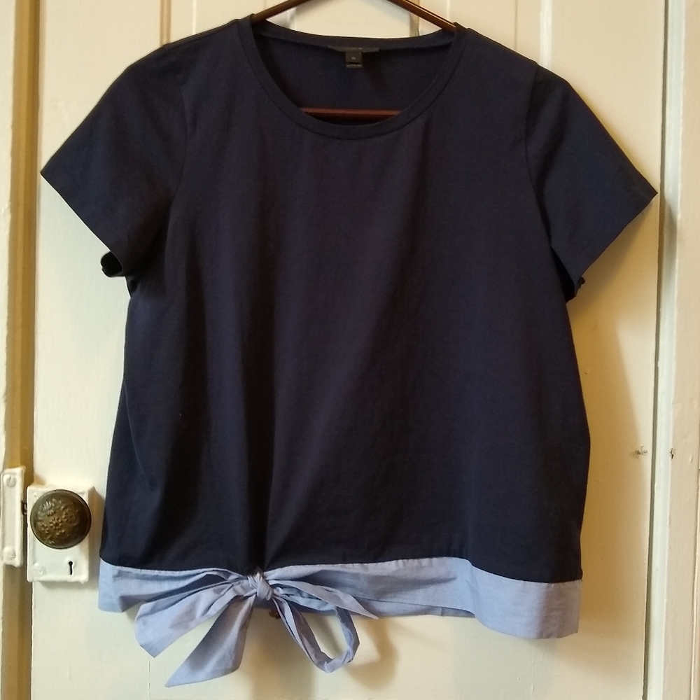 J. Crew women's navy blue side-tie cotton t-shirt